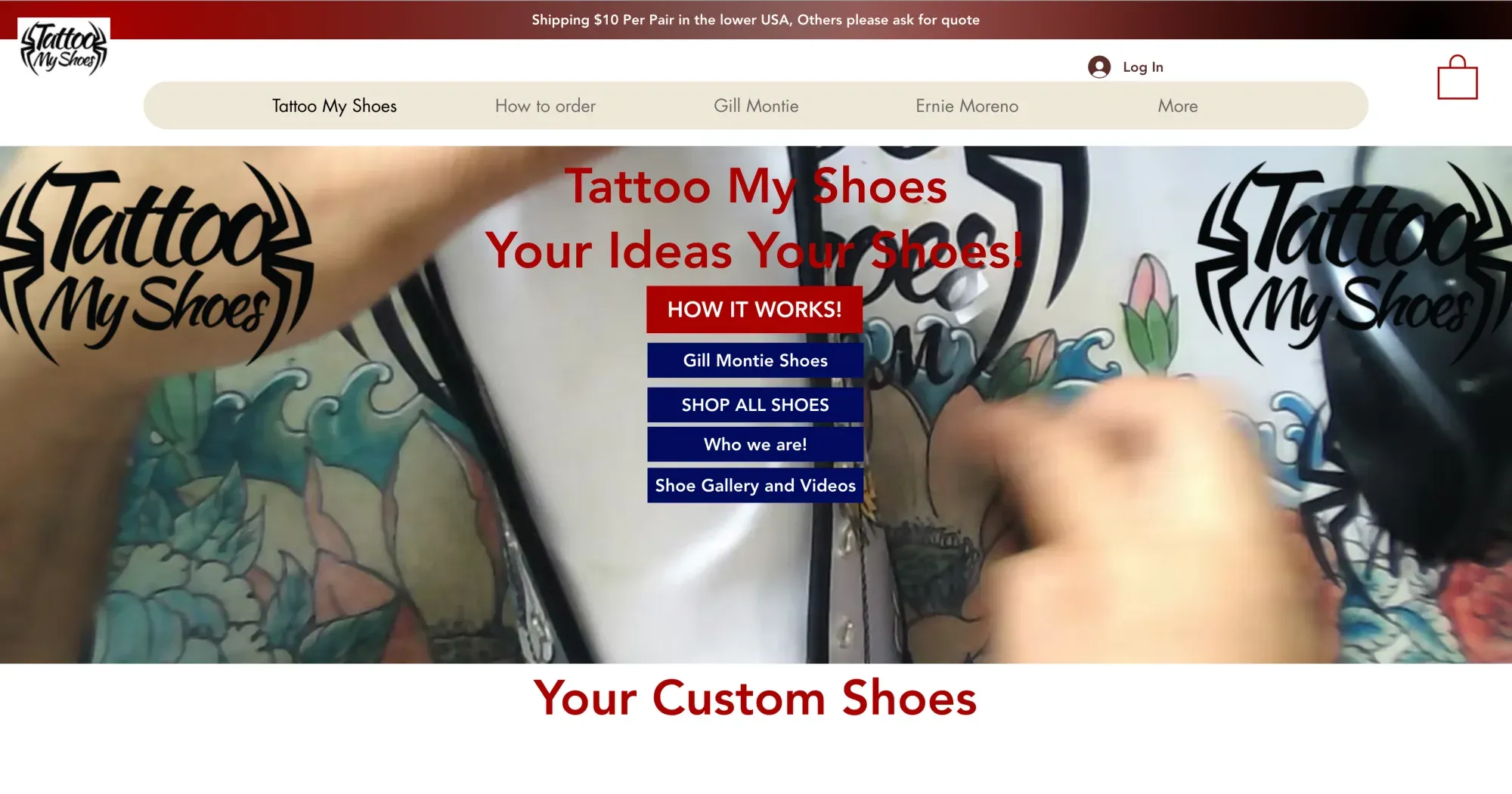 The old Wix homepage: a red-on-video hero over a stack of blue button links, on a general-purpose template.