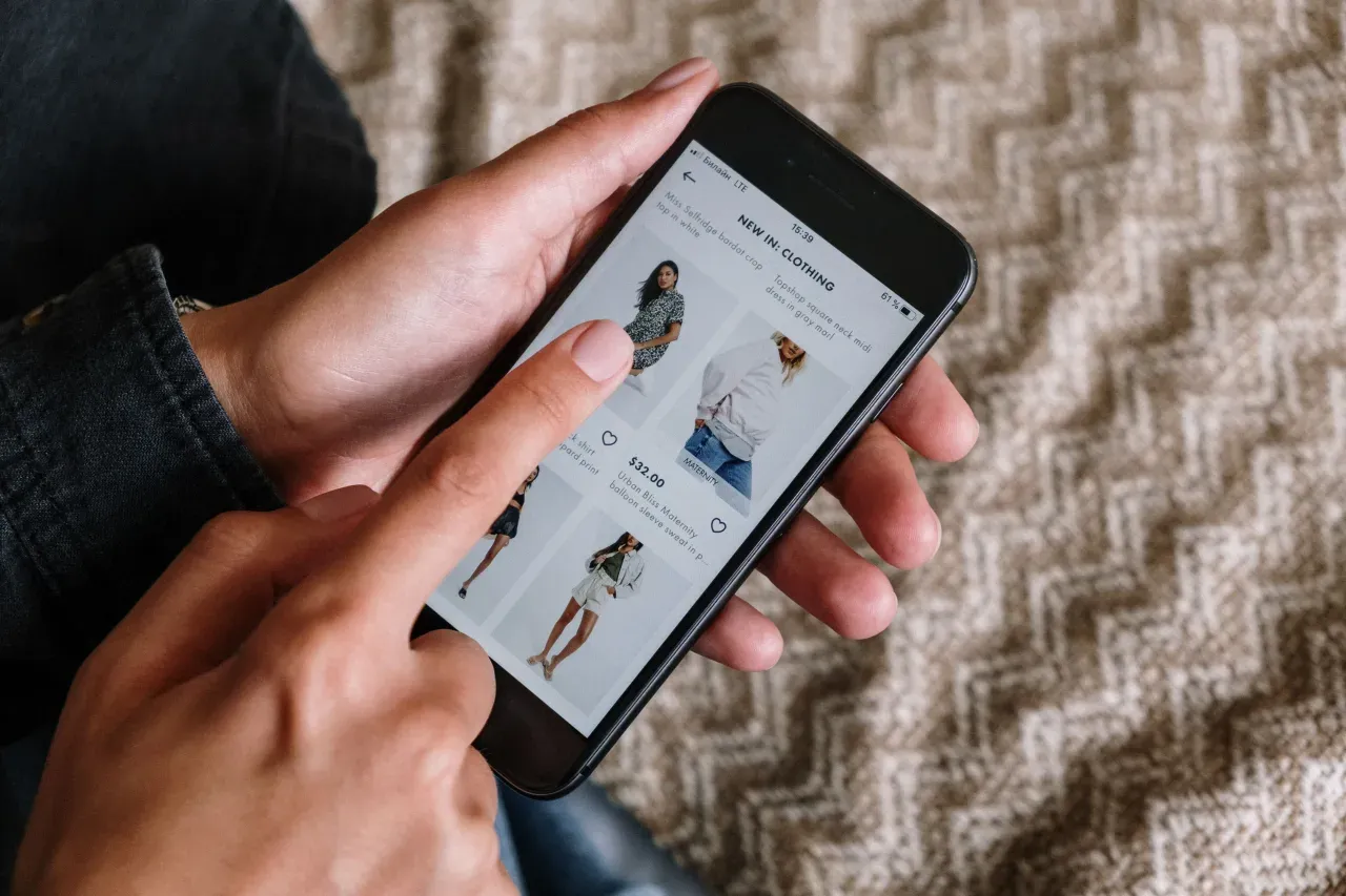 A store’s product catalog viewed on a mobile phone