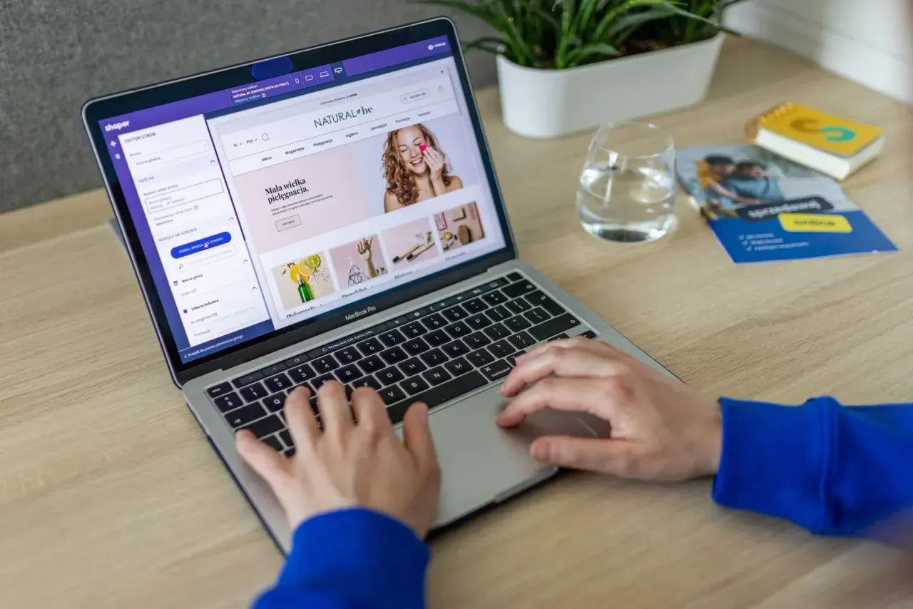 A laptop displaying an online store’s storefront