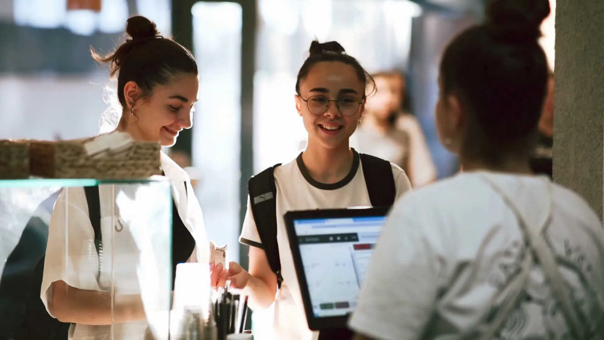A live storefront open on a tablet at a shop counter