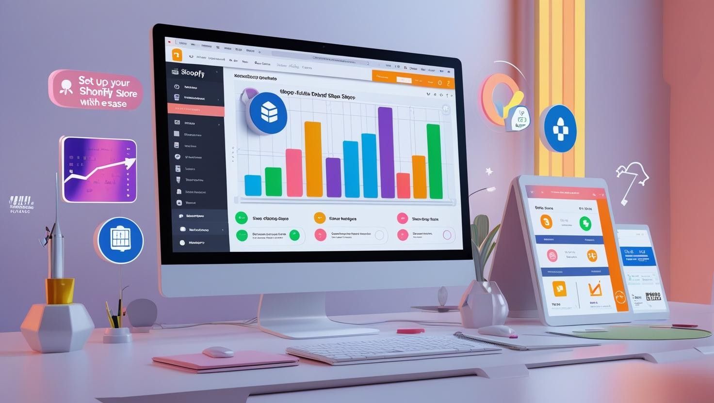 Shopify store setup 2025 design interface showing drag-and-drop editor with modern ecommerce layout and conversion optimization features